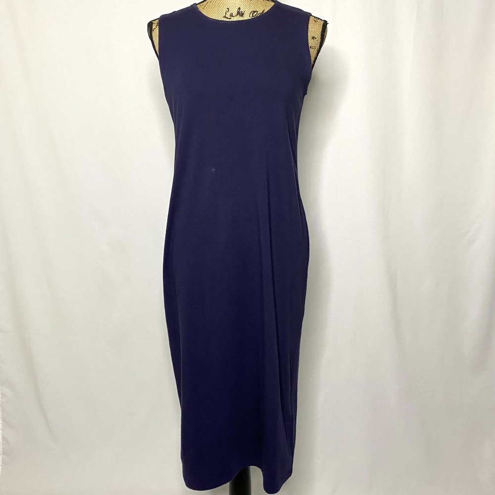 Eileen Fisher Navy Blue Sleeveless Jersey Dress